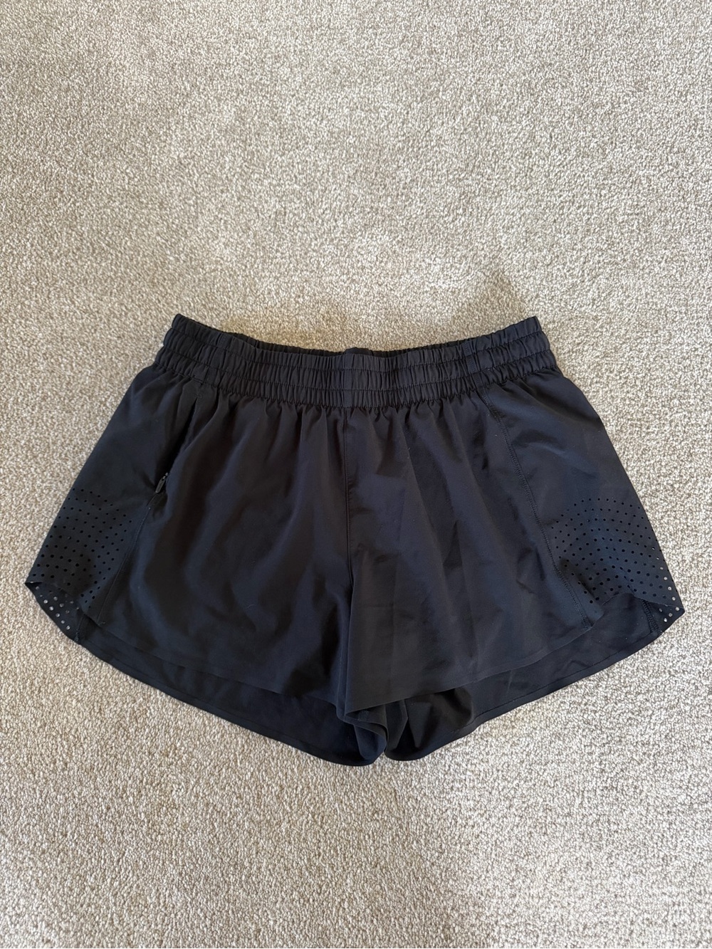 Athleta Black Women's Athletic Shorts with Perforated Side Panels